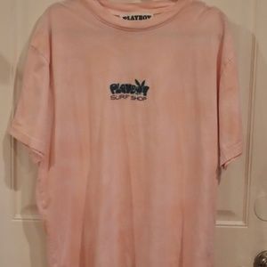 PLAYBOY by PACSUN Mens Pink Tie-Dye Playboy Surf Shop Tee Shirt